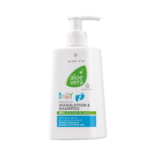 Aloe Vera Lotion Lavante & Shampoing Pour Bébé protège la peau sensible pendant le nettoyage avant le séchage et hydrate