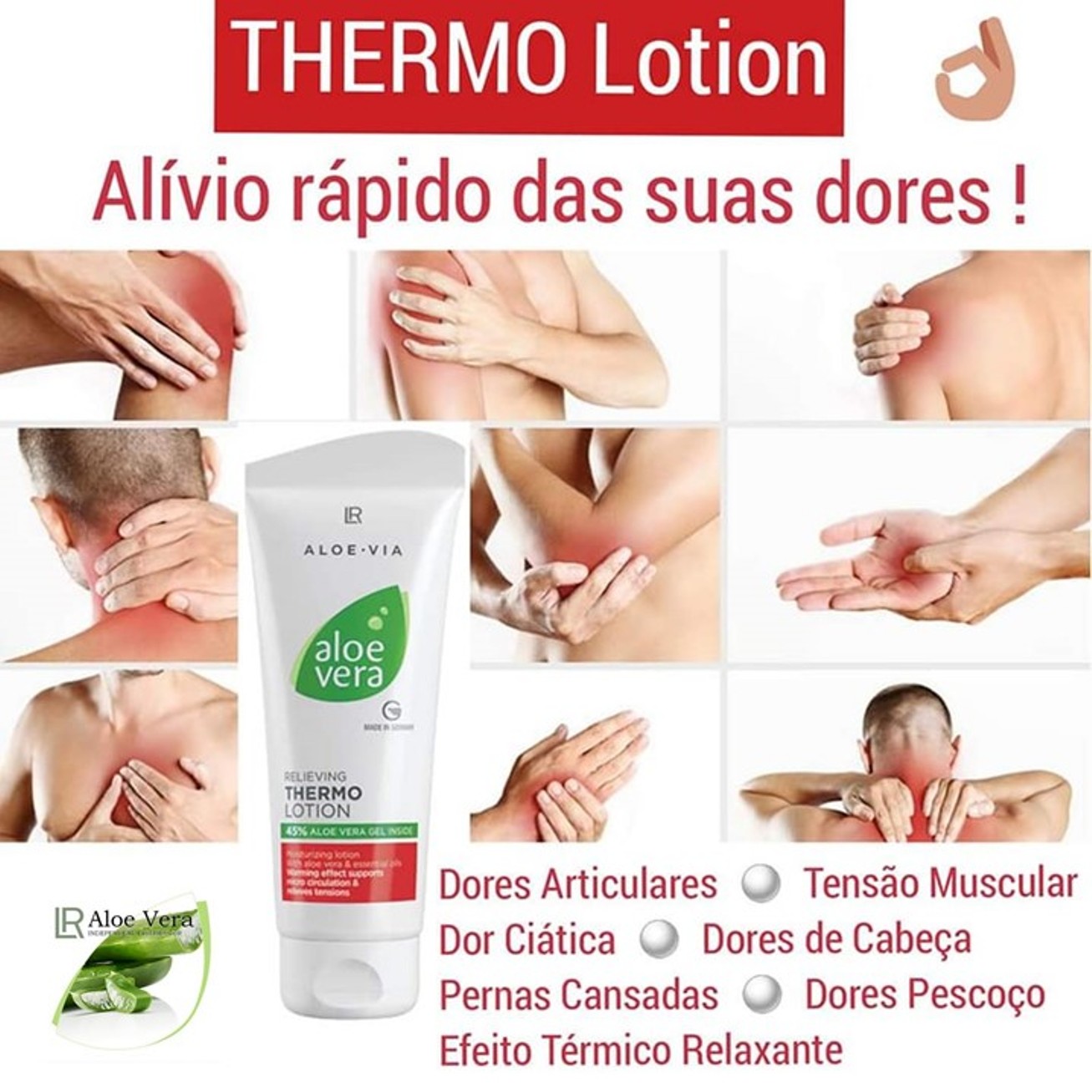 Aloe Vera Thermolotion para dores nas articulações, tensão muscular e pernas cansadas