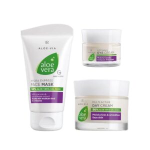 Intensives Gesichtspflege Set Aloe Vera mit gesichtsmaske. tagescreme und augencreme